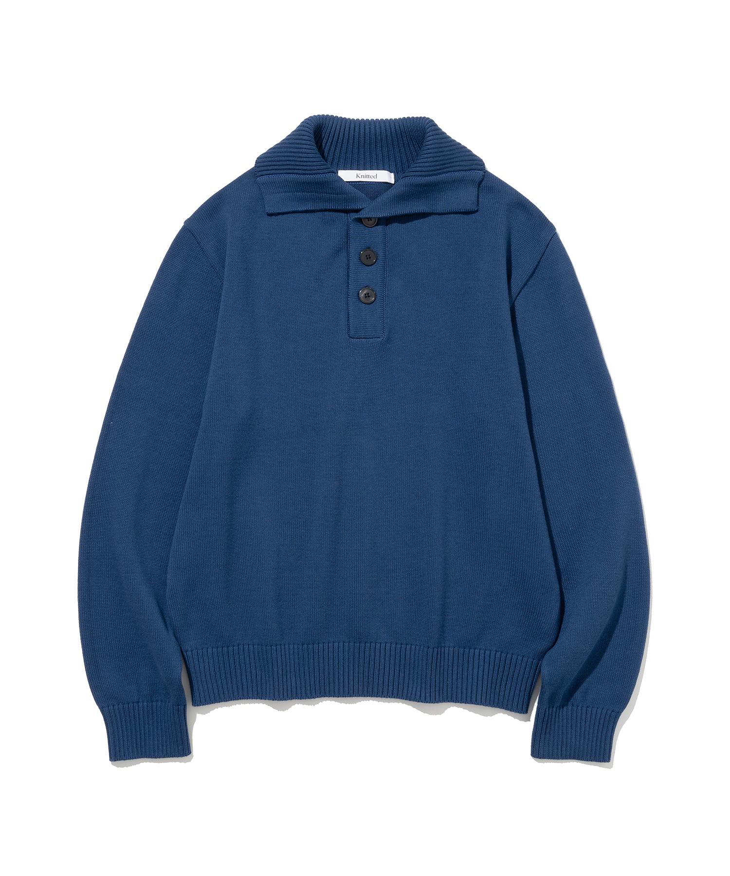 Nitied Cotton Button Collar Knit Dawn Blue Dawn Blue : L