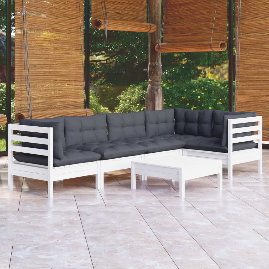 Vidaxl 6-Cz. Garden Lounge Set, With Cushions, White