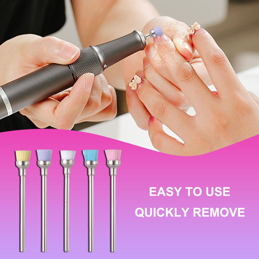 5pcs Mix Color Nail Drill Cleaning Brush Electric 2.35mm Machine Professional Nail Art Drill Bit Brush Manicure