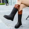 Damen-Gummistiefel Mode Kniehoch Gummi-Gamaschen Wasserdicht Gartenarbeitsstiefel PVC-Gummistiefel Winter Warm Baumwoll-Regenstiefel