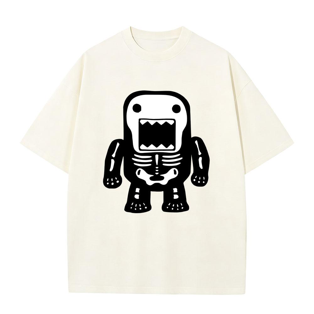 Domo Kun Skeleton Funny Meme Print T Shirts Unisexs Women Gothic Metal Rock Style Tshirt Unisex Punk Pure Cotton Oversized Tshirts