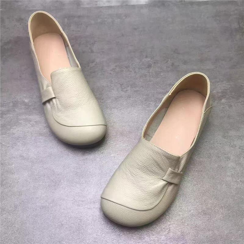 Soft leather mother shoes summer new beef tendon soft sole comfortable middle-aged and elderly non-slip lazy shoes one pedal work women's shoes