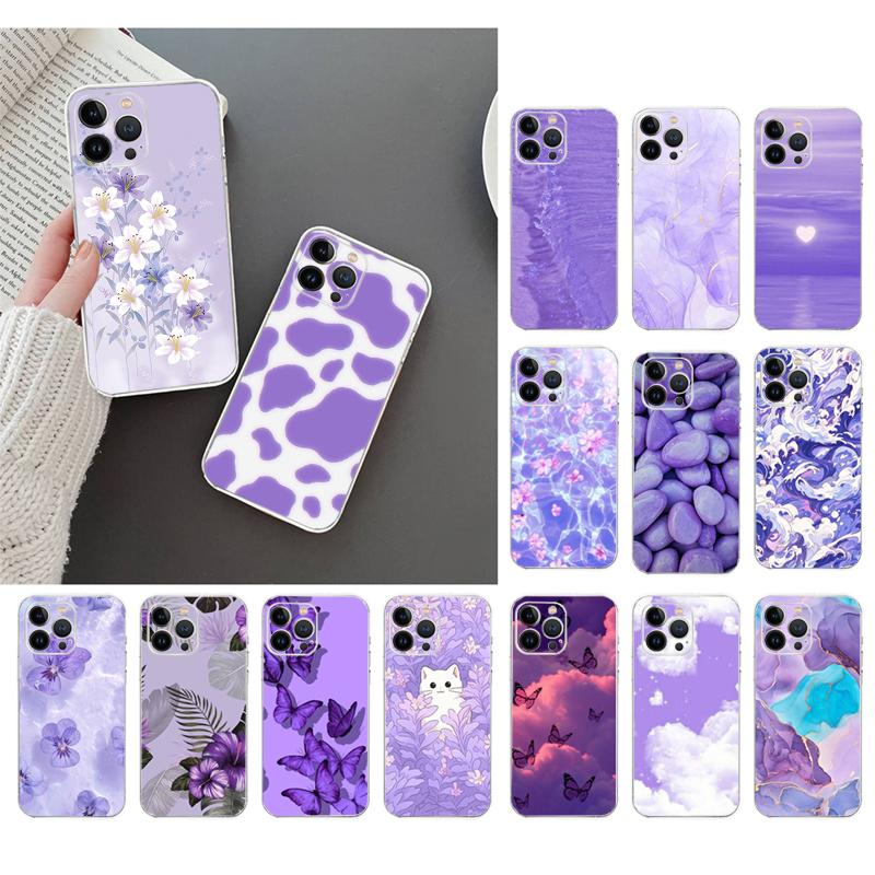 

Purple Aesthic Phone Case For iphone 15 14 Pro Max 13 12 11 Pro Max XSMax XR 12 13 mini 14 Plus