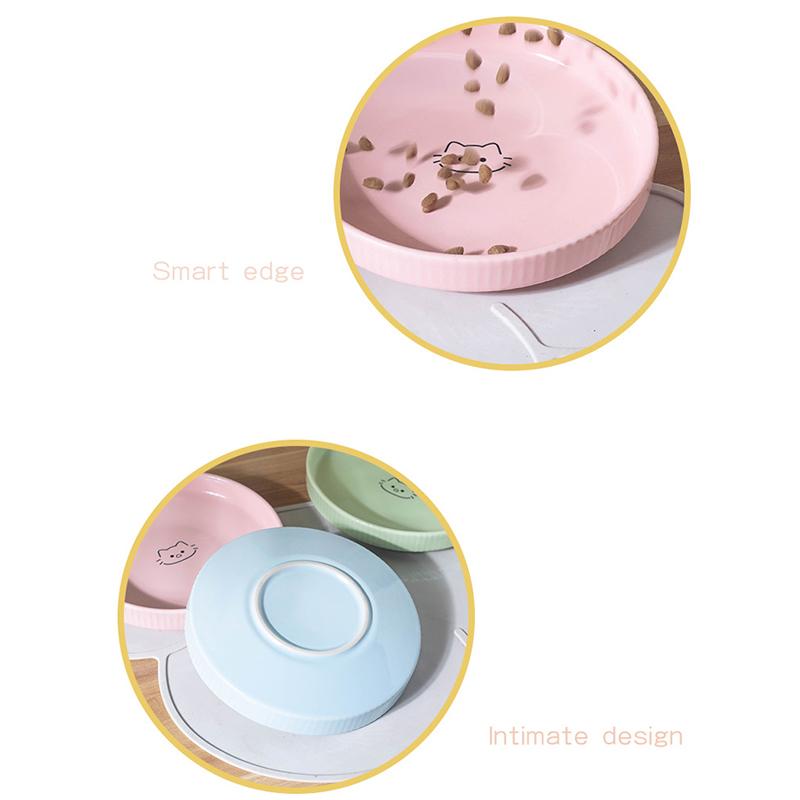 Durable Ceramic Pet Cats Plates Cartoon Pet Cat Food Bowl Shallow Mouth Pet Food Bowl Pet Water Feeder Bowl Pet Supplies