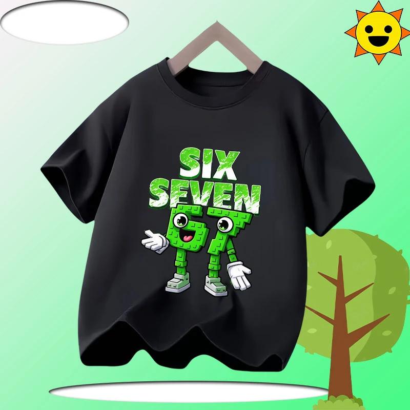 Summer Funny Six Seven 67 Digit Print Children's T-Shirt Casual Polyester Boys Short Sleeve Fashion Comfortable Kids Sport Clothes
