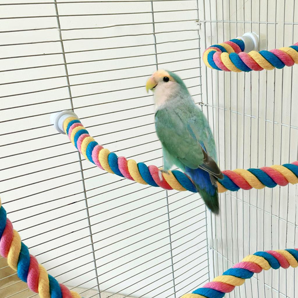 Bird Rope Perch Colorful Flexible Cotton Swing Climbing Standing Toy for Cockatiels Parakeets