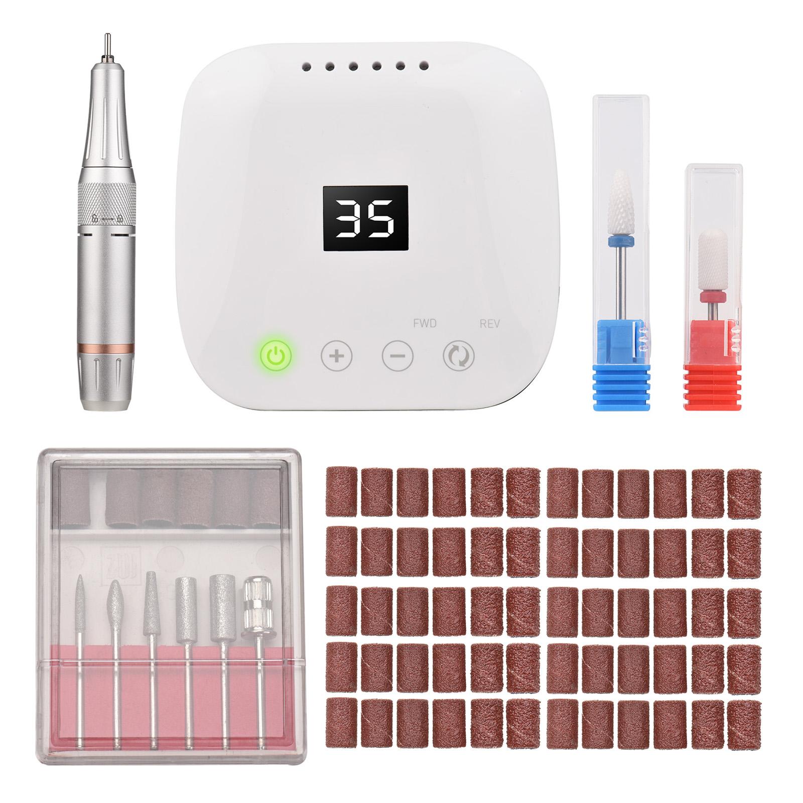 

Набор сверл для ногтей, электрическая дрель для ногтей, набор для полировки ногтей, 35000 об/мин, дрель для ногтей, ручка, пилочка для маникюра EU Plug разноцветный