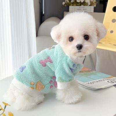 Cute Super Soft Winter Dog Jacket Warm Thick Pet Clothes Hearted Print Dog Warm Coat Pet
