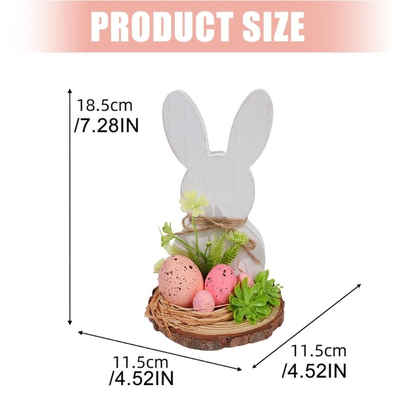 Wood Easter Rabbit Ornament Wooden Animal Sculpture Festival Decoration For Mantels Holiday Party Tabletop Centerpieces