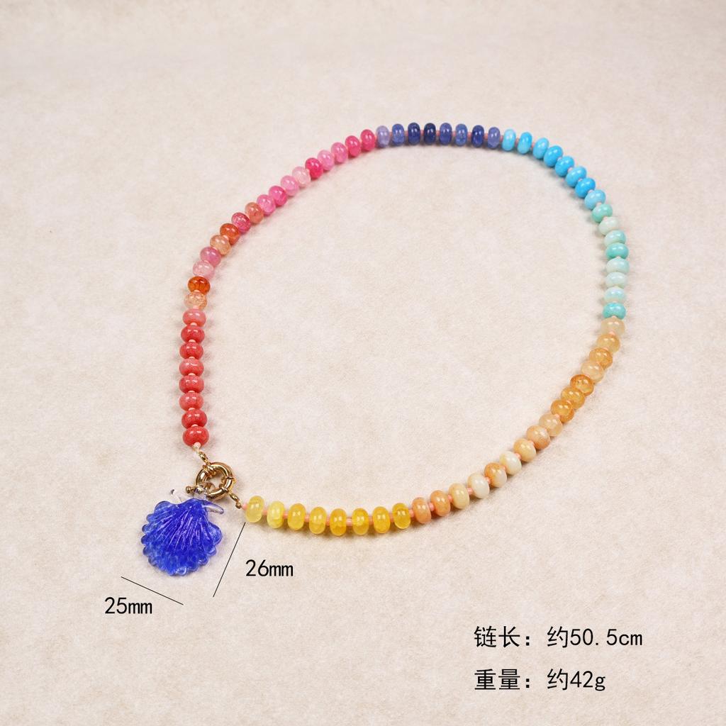 Yori Ins Blogger Empfohlen Handgefertigter Perlenanhänger und Buntes Perlenhalsband Sommer Strand Dopamin Schmuck 2025 Neu