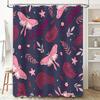 Fashionable Shower Curtain With Pink Moth Pattern For Bathroom Decor Waterproof Fabric Shower Cloths Flowers Home Decor