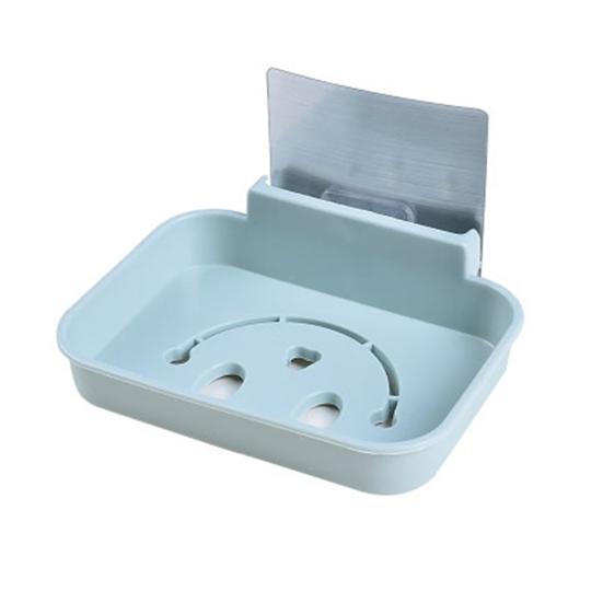 Soap Holder Hollow Smile Face Thicken PP Self-Adhesive Wall Mounted Self Draining Soap Holder for Bathroom
