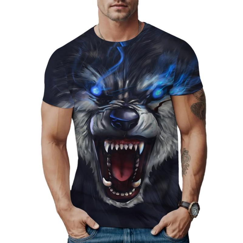 3D Printed T-shirt Men's Street Fashion Color Blocked Round Neck Short Sleeved Shirt