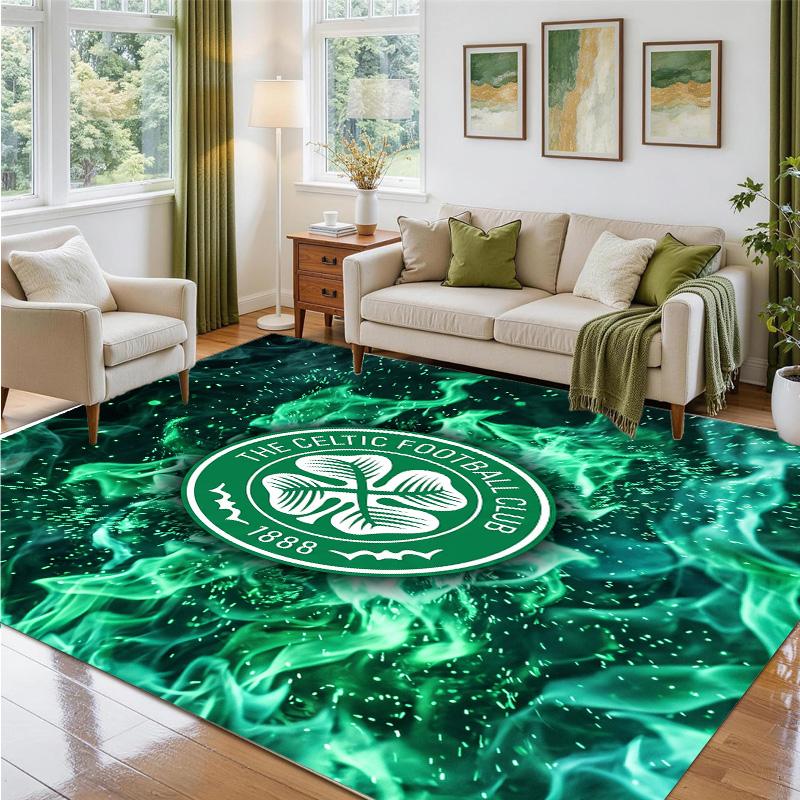 Celtic FC Design Crystal Velvet Rug Soft Decorative Mat for Bedroom Entrance