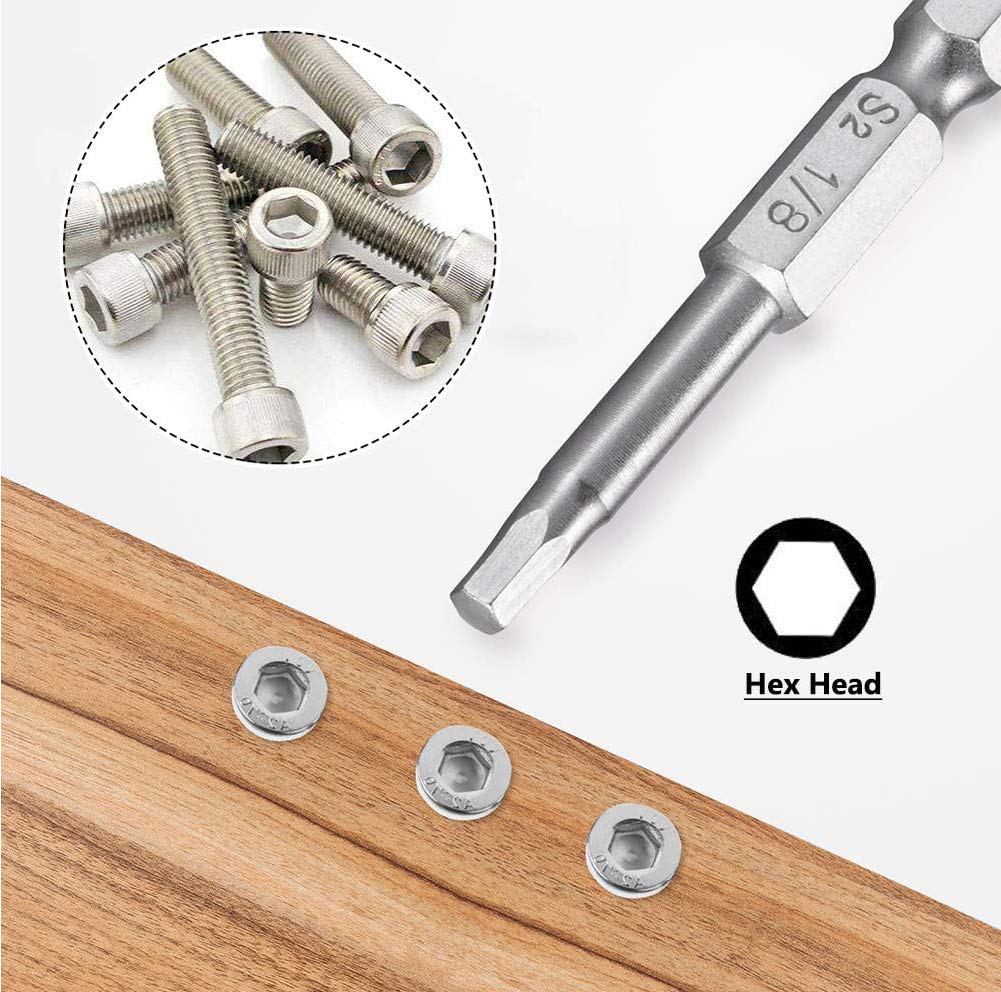 Wolfride Impact Driver Bit Hex Shank Driver Hex Shank Precision Hex Bit for Electric Driver Bit for Magnetic 60mm Set of 20 Set, 1/4-inch Bit, 6.35mm