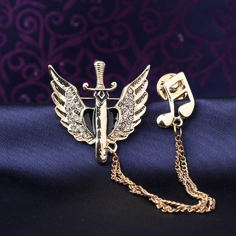 Retro Men'S Brooch Business Suit Shirt Simple Pendant Badge Collar Pin Collar Badge