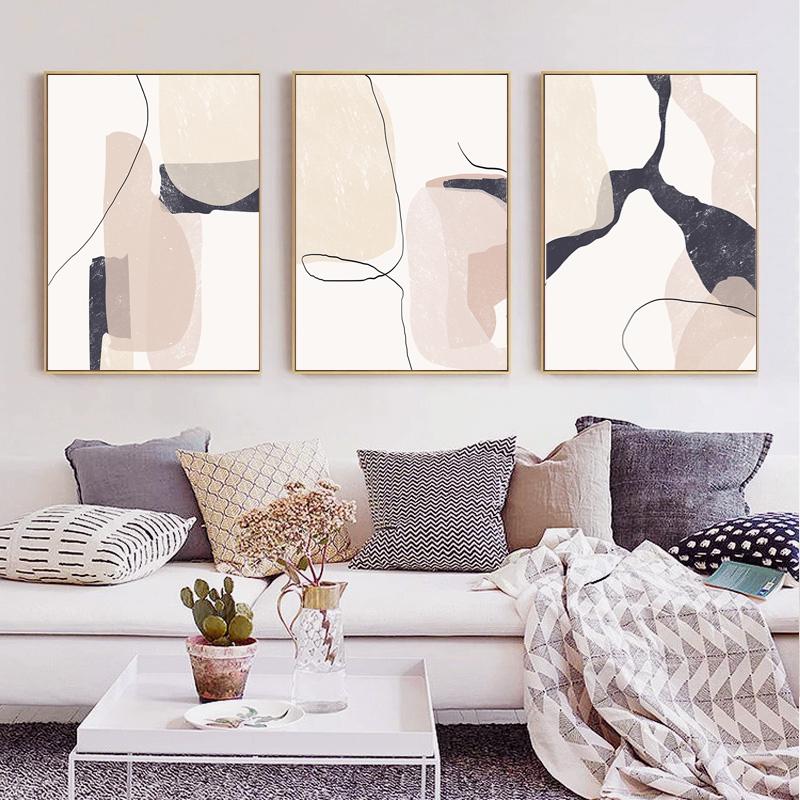 Abstract Beige Marble Geometric Graphics Canvas Paintings Poster Print Wall Art Giclee Artwork for Wall Living Room Home Decor