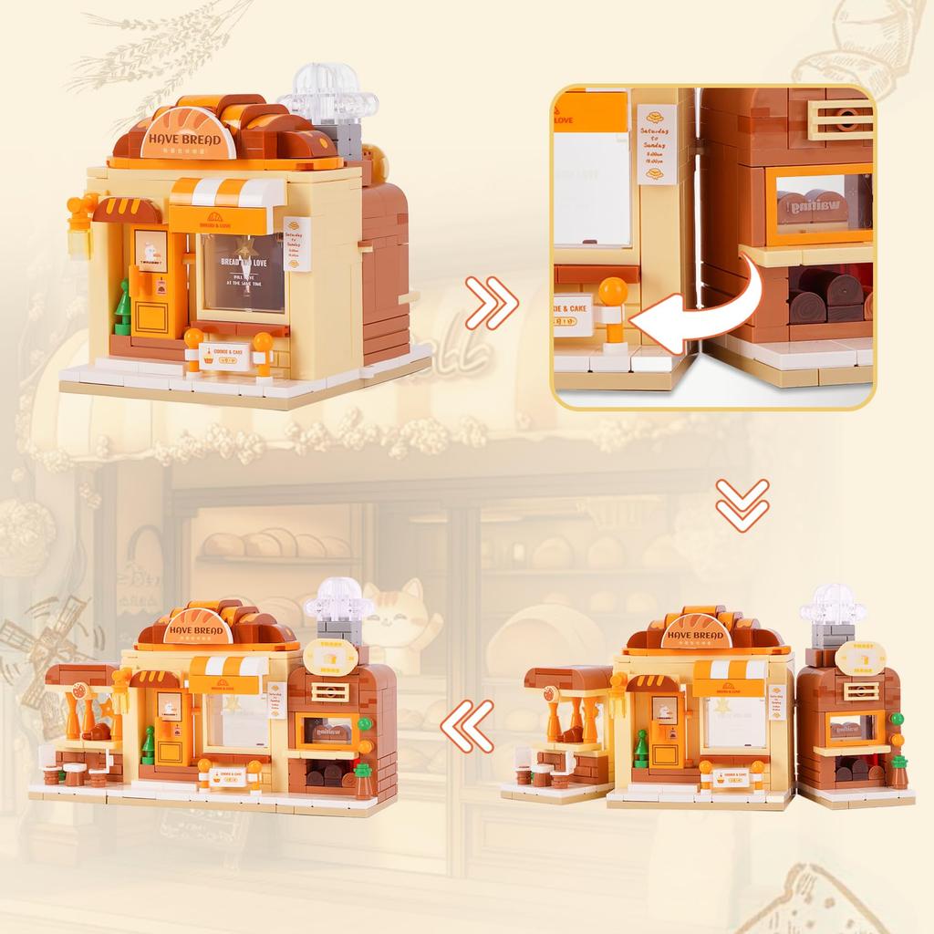 Oichy Blocks Cute Shop Toy Block Set with Shiba and Cafe Creative Assembly Perfect Gift for Kids and or Any Inu, Sweets, Bakery, Designs, Shop,