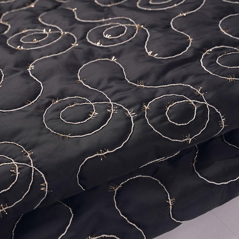 1M Polyester Quilted Embroidered Sequined Embroidered Fabric Quilting Cotton-padded Fabric for Down Jacket Bags Chirstmas Decor