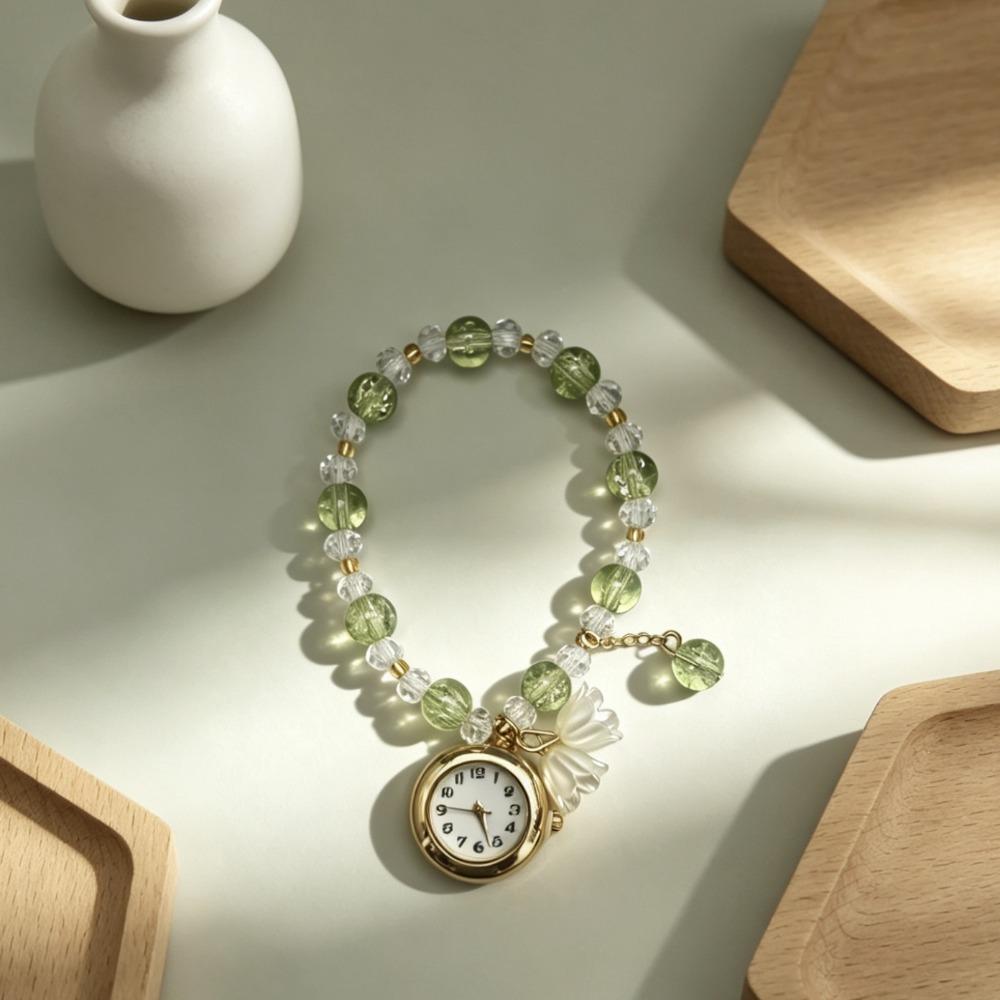 Handmade Bracelet Watch with Flower Pendant Quartz Watch New Chain Watch  for Women Girls