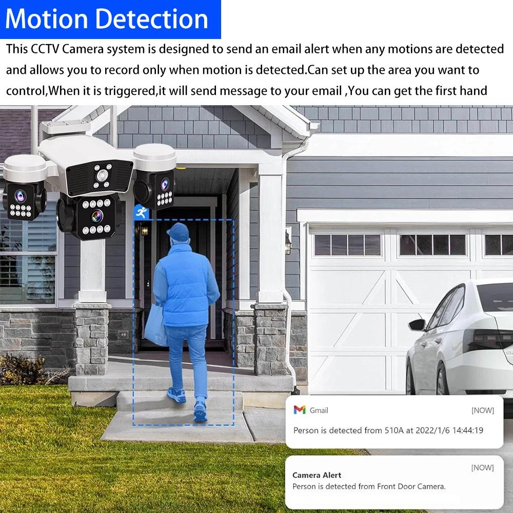 Caméra de Sécurité PTZ OKAM PRO Extérieur 3 Objectifs 3 Écrans HD 15MP WIFI Suivi Mobile Interphone Bidirectionnel Vision Nocturne Couleur