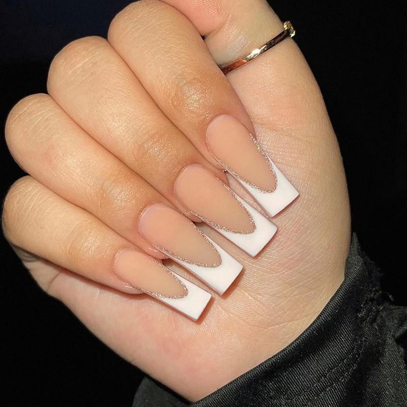Wearing French Style White Edged Silver Powder Nail Plates Wholesale Of Plate Products Art
