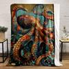 1PC Colorful octopus, abstract art  Print Blanket Warm Soft Suitable for All Seasons for Home Sofa Travel Camping Picnics RV