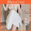 Silk Satin Sleepwear With Floral Embroidery And Deep V Neck For Women