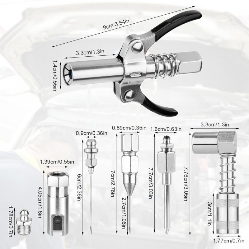 Lubrication Set Coupler Connector Angled Grease Needle Nozzles & Injectors Tool for Mechanical Use Efficient Lubrication