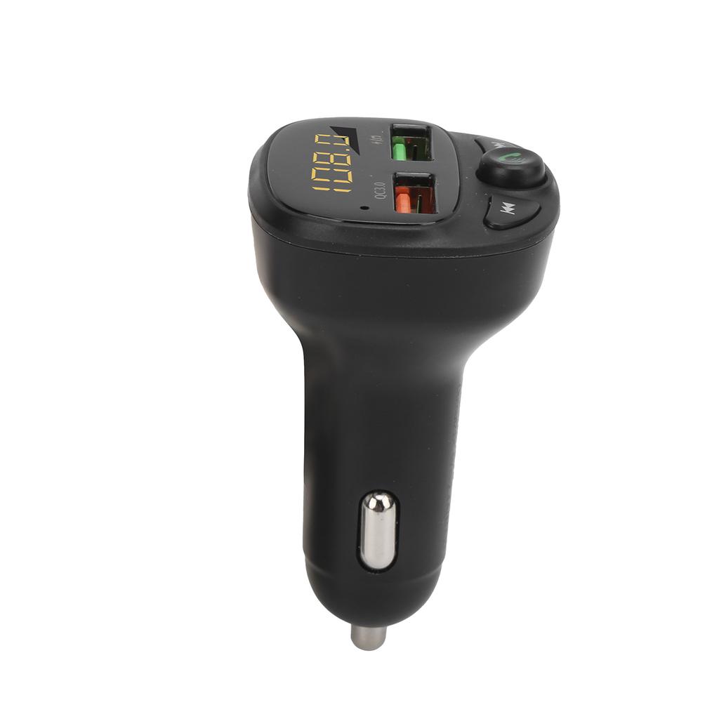 Car Dual USB FM Transmitter Bluetooth5.0 QC3.0 LED Display Wireless Handsfree Voice Reminder 12‑24V
