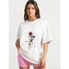 Oversized T Shirt Black Rose Moon Pattern Whatever Text Print Casual Streetwear Fashion Top Women Summer Wear