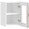Wall Mounted Kitchen Cabinet with Glass Door Lucca Vintage Wood Look
