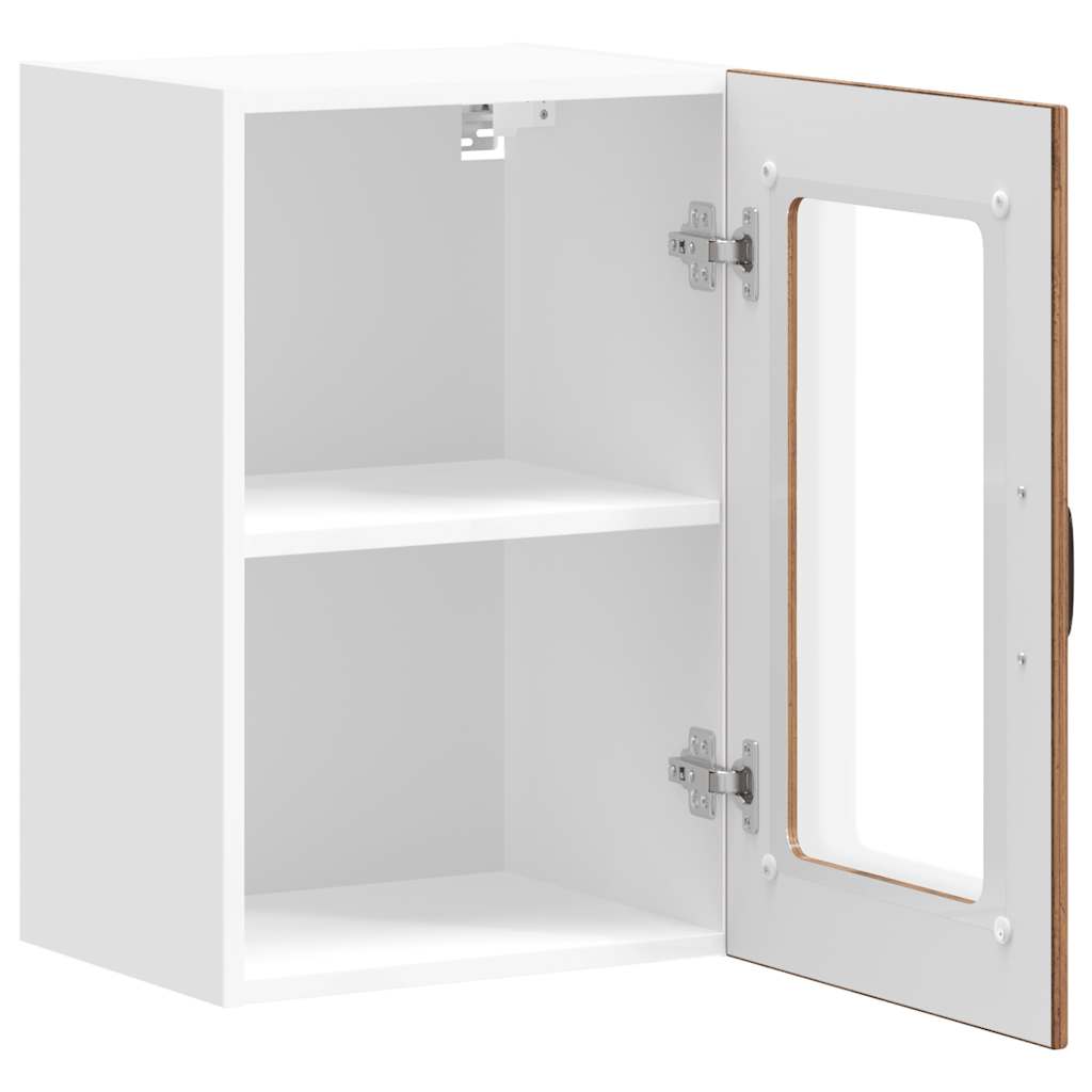 Wall Mounted Kitchen Cabinet with Glass Door Lucca Vintage Wood Look