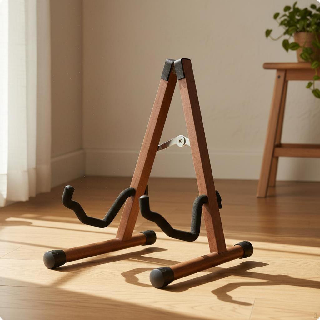 Wooden Floor Guitar Rack Foldable Folding Stand Portable Violin for Home, Music