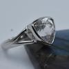 Silver Ring 18.35 Ct White Sapphire Ring Trillion Cut Ring Sz 8.5 Simulant Ar-3122-sa