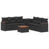 Sofa Set 8 Pieces Black Poly Rattan and Steel