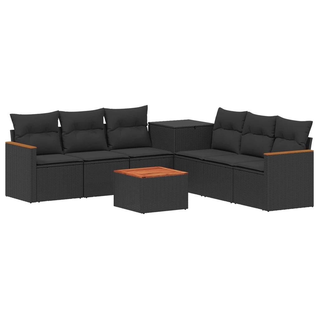 Sofa Set 8 Pieces Black Poly Rattan and Steel