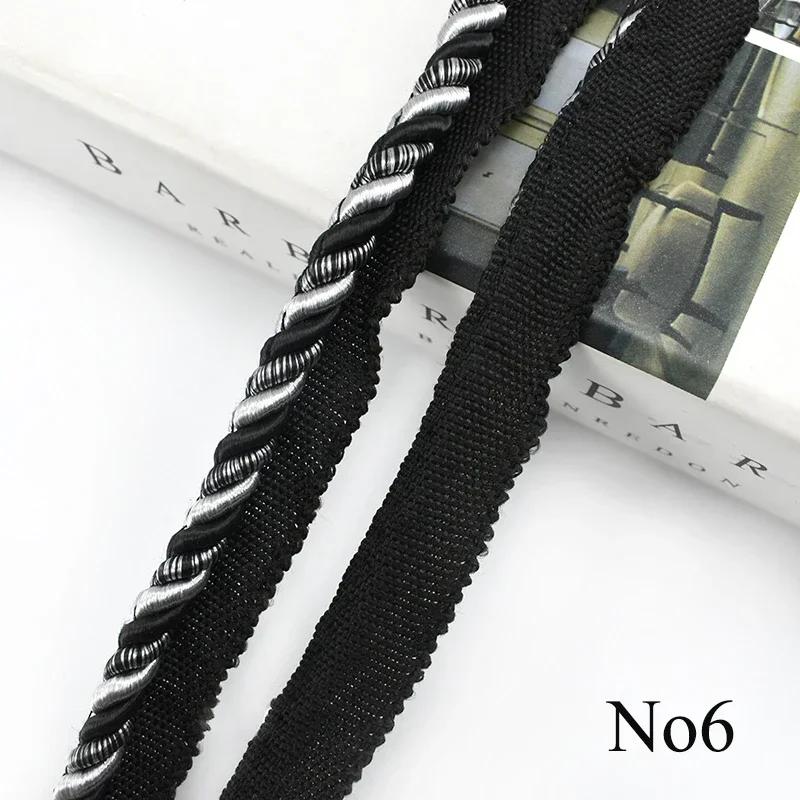 2/5/12M Meetee 6mm Two-color Lace Rope Trim Decorative Strap Webbing Cord for Sofa Curtain Sewing Handmade Material Accessories