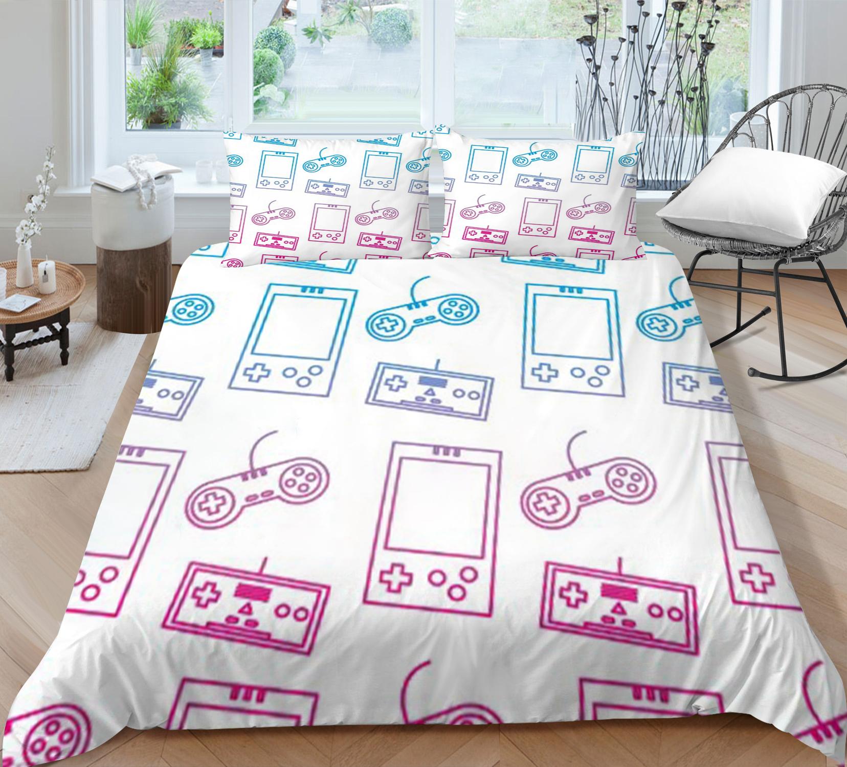 

Роскошный домашний постельный комплект с 3D-рисунком игрового геймпада, полный размер, пододеяльник и наволочка для мальчиков и мужчин, любителей игр, для комнаты геймера, спальни EU Single 135x200cm