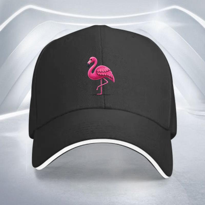 Pink Flamingo Baseball Cap Polyester Adjustable Sandwich Brim Sports Outdoor Hat