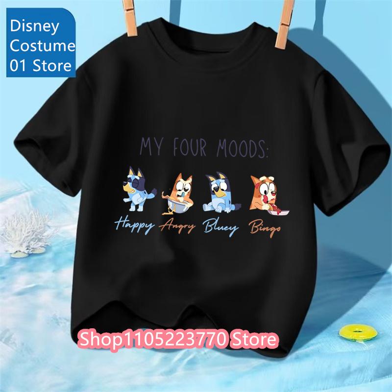 Unisex Toddler Bluey T-Shirt Fall Winter Short Sleeve Cute Cartoon Anime Print Soft Sweatshirt for Boys & Girls Casual Outfits