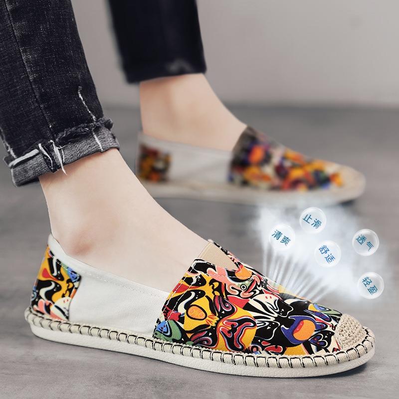Fashion Summer Linen Breathable Casual Flats Shoes Mens Espadrilles Loafers Fashion Men Canvas Shoes Fisherman Shoe Driving Footwear