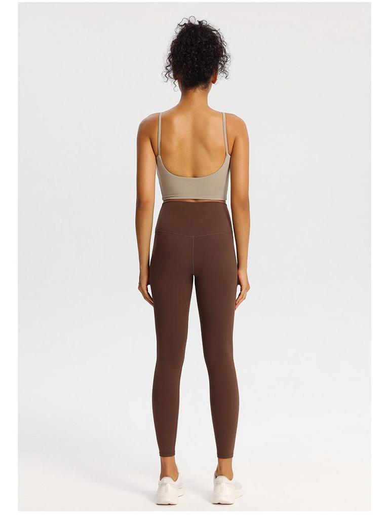 Nude Feel Women's Sports Bra with Pads - Summer Workout Camisole Vest with Beautiful Back Design