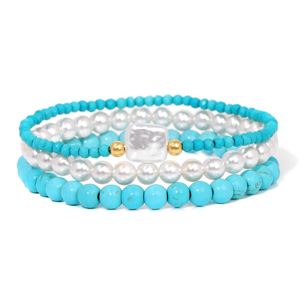 New Blue Turquoises Stone Bracelet Fashion Bohemian Green Blue Turquois Charm Bangle Handmade Healing Energy Jewelry Gift
