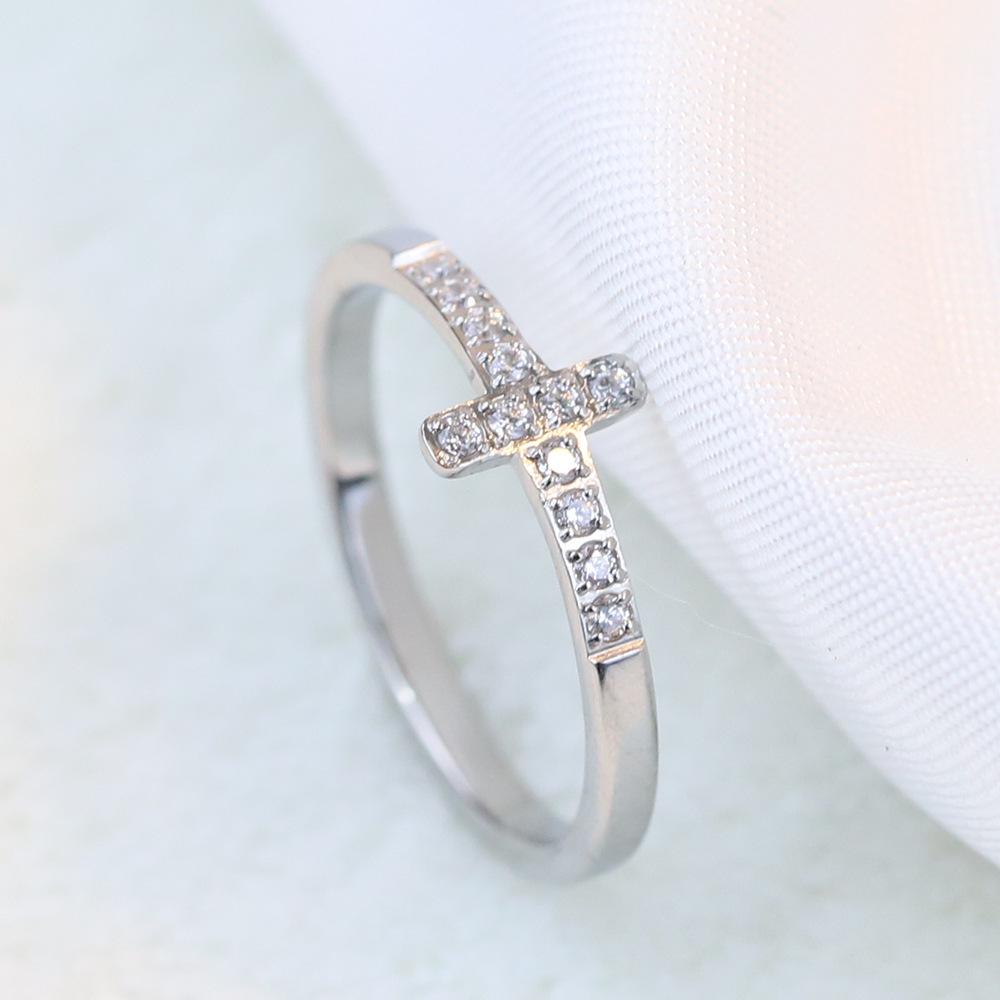 Cross-border Hot-Selling 7MM Zircon Inlaid Stainless Steel Ring for Women