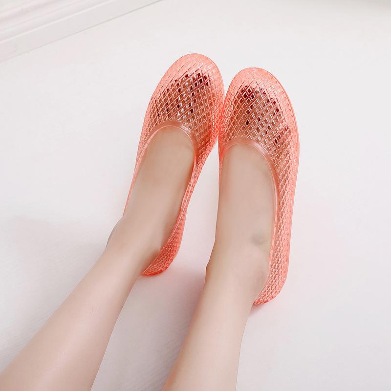 2025 Crystal Jelly Sandals for Women Transparent Hollow-Out Flat Shoes,Breathable Summer Slippers with Gem Decor