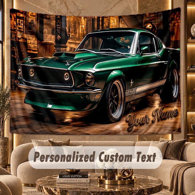 Car Racing (81) Theme Wall Tapestry Customized With Name Text Personalized Hanging Tapestry For Bedroom Living Room Decor