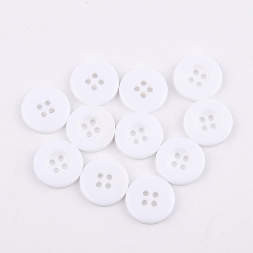 30pcs 15mm/0.59in Black White Resin Buttons Round 4 Holes Solid Color Buttons For Clothes Shirt DIY Accessories