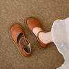 Retro Handgefertigte braune Leder Ballerinas Sandalen 2025 Sommer Neu Lässig Vielseitig Bequem Weiche Sohle Damenschuhe