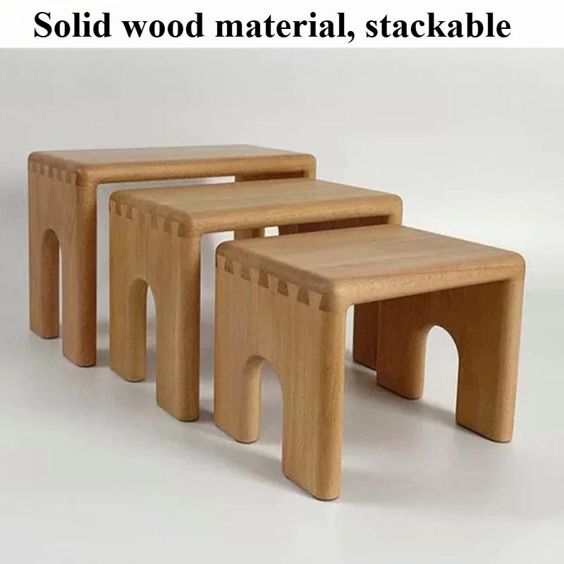 Nordic Ottomans Solid Wood Morden Stools Portable Mini Stool Children Interior Bedroom Ottomans Furniture for Living Room